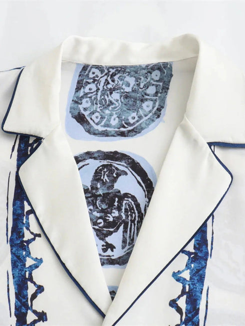 'Clara' Wildlife Print Button Down Shirt and Pants Set - Celes Fashion